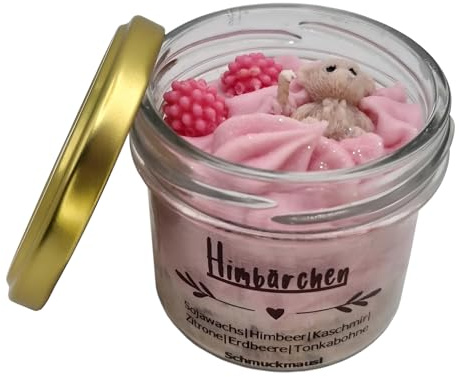 Duftkerze im Glas. Duft: Himbärchen. Handgemacht aus 100% Sojawachs