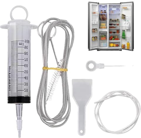 Fridge Drain Cleaning Tool Set | Reusable Refrigerator Dredge Tool Cleaning Kit | Fridge Cleaner Scrub Brush Drain Pipe for Refrigerator Clog Plumbing, Fridge Drain Dredging Remover Tool