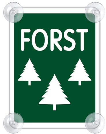 Forst Schild für Auto mit 4x Saugnapf - Wald Saugnapfschild aus Acrylschild - Autoschild Geschenke für Forstwirt Windschutzscheibe 90x120mm