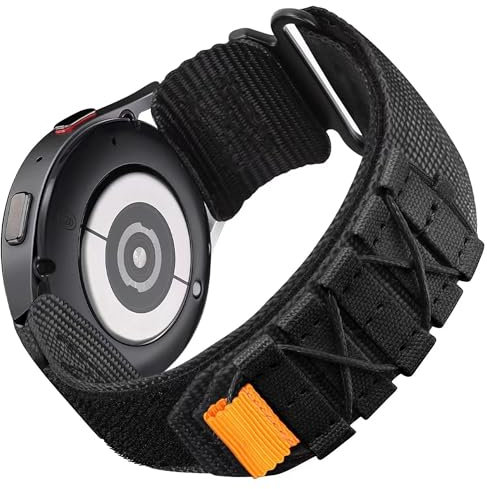Blueshaweu 20mm 22mm Nylon Sport Armband, Klettverschluss Design Ersatzarmband Kompatibel für Polar Unite, Ignite 2, Ignite 3, Pacer,Grit X Pro, Grit X2 Pro (22mm, Cross Nylon-schwarz)