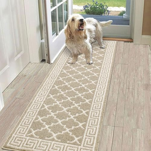SHACOS Hallway Runner Rug 50 x 150 cm Non Slip Washable Hallway Hall Runners Narrow Rug Door Runner Carpet Runners for Kitchen Entryway, Beige