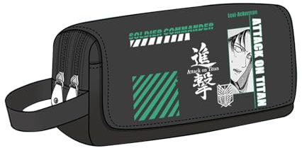 gangdiude-eu Attack on Titan Federmäppchen Wasserdichtes Etui mit doppeltem Reißverschluss Großes Fassungsvermögen Federmäppchen Studentenetui