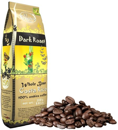 El Gusto Dark Roast – 250g Caffè in Grani a Tostatura Scura – 100% Arabica Costa Rica – Note di Caramello e Cioccolato – Bassa Acidità – Ideale per Espresso e Moka