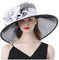 SRZYMJ Weiß Damen Organza Kirche Fascinator Hut Elegante Schleife Breite Krempe Brauthut Tea Party Hochzeit Sonnenhut Sonnenhut Damen Zum Binden Fischerhut Für Den Winter Stroh