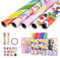 Gtuzkheu Geschenkpapier Set 5 Rollen, 300 x 43 cm Geschenkpapier Geburtstag und 2 Rolle Band, 1 Aufkleber, Geschenkpapier Kinder, Geschenkverpackung Papier für Weihnachten, Valentinstag, Muttertag