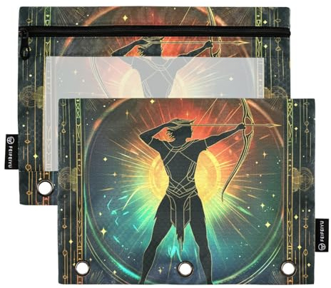 Fantasy Archer Tarot Binder Taschen Federmäppchen für 3 Ringe Ordner mit drei Ringen für Schule Aufbewahrungsbehälter
