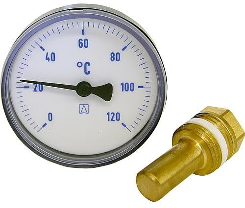 Afriso Bimetall-Thermometer Blau Ø 63mm axial DN15 (1/2)
