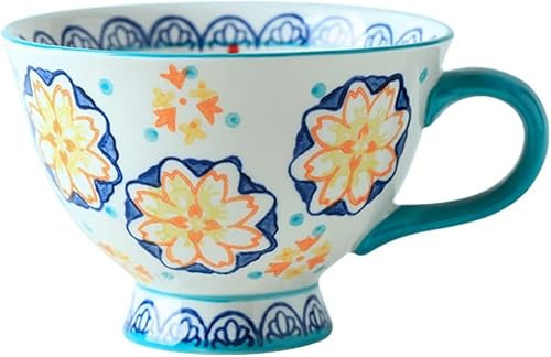 CEHJZQRPL Tasses à café en céramique Tasse décorative à motif peint à la main utilisée dans le bureau, le café, le restaurant, 500 ml, 1 pièce