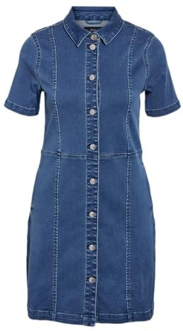 Noisy may Women's Nmnisa S/S Slim Denim Dress Vi534mb Noos Short, Blue, M