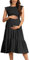 Robe Plissée Maternité sans Manche Col Rond Robe mi Longue Grossesse à Volants Ete Grande Taille Ample Enceinte Chic Pas Cher Shooting Photo (Noir, L)