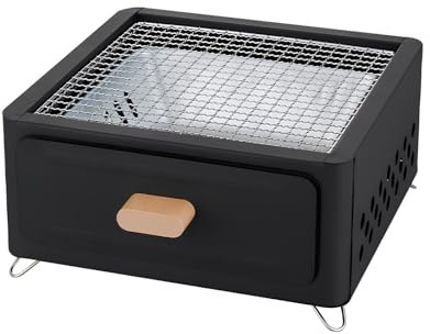 PQPQLI Tragbarer Holzkohlegrill Holzkohleofen Für Den Außenbereich Tisch-Campinggrill Aus Rostfreiem Stahl Mit Herausziehbarer Kohlewanne 3-5 Personen Verwendung(Black)