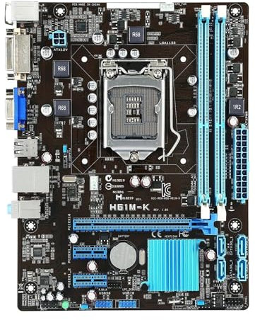 QWEOWW Scheda Madre Fit for ASUS H61M-K DDR3 LGA 1155 PCI-E 3.0 Micro ATX con Supporto CPU Core i5-2300 Core i5-3570