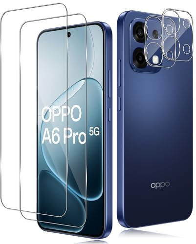 TUTUO Protector de Pantalla para OPPO A6 Pro 5G, [2+2 Piezas] Cristal Templado + Protector de Lente de Cámara, 9H Dureza Film HD Vidrio Templado, Sin Burbujas, Antiarañazos