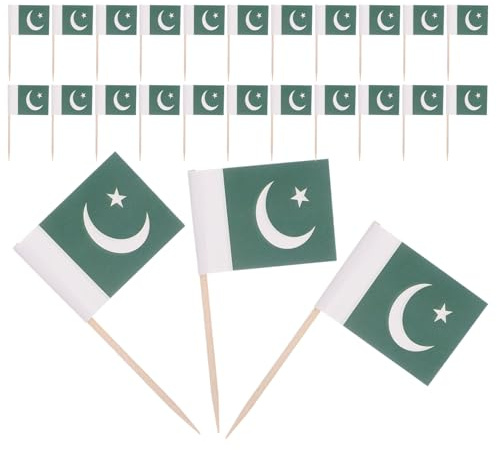 Warmhm 200stücke Pakistanische Flagge Spieße Miniatur-fahnenspieße Holzfruchtspieße mit Pakistanischem Motiv Party-sandwichspieße Food-bar-totenpfähne