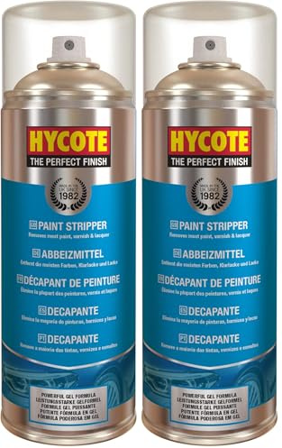 Hycote Paint Stripper Remover 400ml Aerosol – Gel Formula, Non-Chlorinated – Removes Paint, Varnish, 2K Lacquer, Gaskets & Carbon – For Car, Metal, Wood & Plastic Surface Prep (Pack of 2)