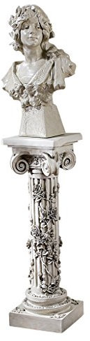 Design Toscano EU2866 Rose Garland Pedestal Plant Stand, Polyresin, Antique Stone, 86.5 cm, Red