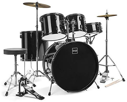 Best Choice Products Komplettes Schlagzeug-Set für Erwachsene, 5-teilig, mit Becken, Thron