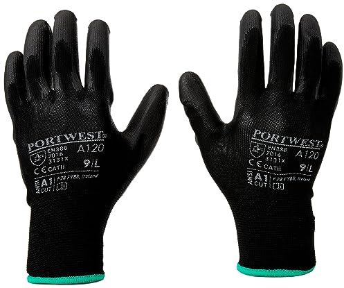 Portwest Herren a120bkrl pu palm handschuhe kinder, Schwarz, L EU