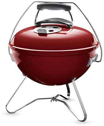 Weber Smokey Joe Premium Holzkohlegrill, Ø 37cm Grillfläche, portabeler BBQ Grill mit praktischem Tragebügel, porzellanemaillierten Deckel & Kessel - Crimson (1123004)
