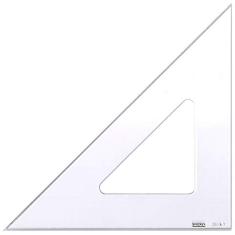 MINERVA Zeichendreieck, Geodreieck, Winkel 45°, 50 cm Kant, Schmutzabweisende Kante, transparent