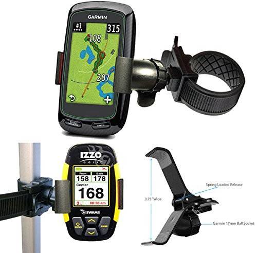 ChargerCity Golf Cart Trolley Bar Mount, 360° Rotate Adjustment, Universal Cradle for Garmin Approach G3-G8, Golf Buddy, Smartphones (Up to 3.75 Wide), Black