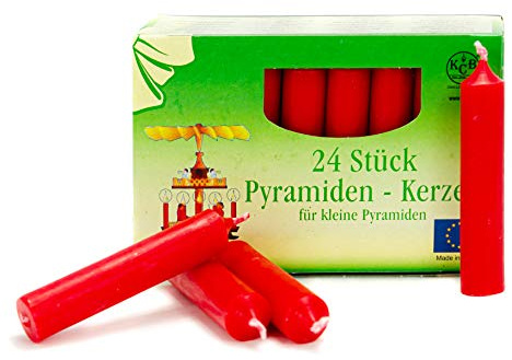 H&B 24 rote Pyramidenkerzen, Ø: ca. 13,5 mm, Adventskerzen, Weihnachtskerzen