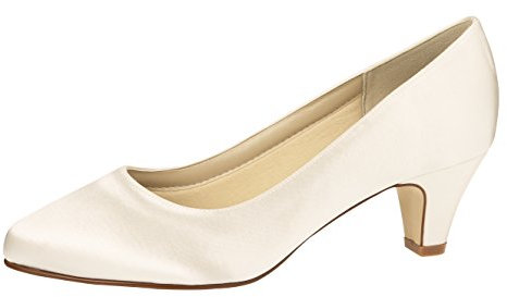 Rainbow Club Brautschuhe Megan - Damen, Pumps, Ivory Creme Satin Gr. 42 (UK 9)