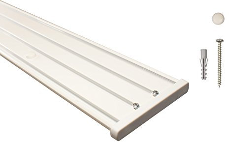 Gardinenschienen 4 läufig aus Aluminium in weiß - vorgebohrt, 100 cm