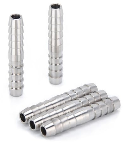 Generic Bar Production Stainless Steel 316 Barb Splicer Mender 1/4(6mm) Hose ID Fitting Air Water Fuel Boat (Pack of 5)