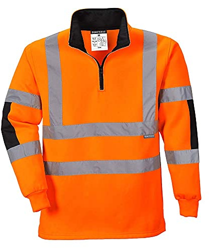 Portwest B308 High Visibility Workwear Xenon Rugby Shirt Orange, X-Large