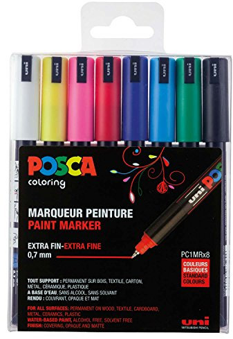 POSCA 181708 - POSCA Marker mit kalibrierter Spitze, 8er Set, grundfarben