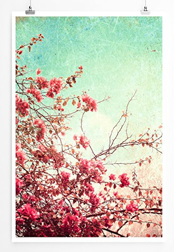Eau Zone Bilder - Naturbilder – Vintage Kirschblüten- Leinwand Kunstdrucke Wandbilder aus Deutschland
