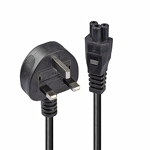 LINDY 1m UK 3 Pin Plug to IEC C5 Cloverleaf Power Cable, Black