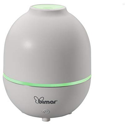 bimar DA19 Diffusore di Aromi e Oli Essenziali, Umidificatore Ambiente da 55 ml, Atomizzatore 6 Diversi Colori Ideale in Camera da Letto. Nebulizza Miscela Acqua Essenza per Ultrasuoni, Colore Bianco