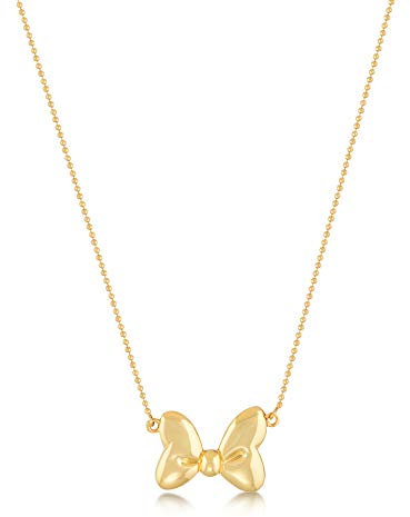 Disney Minnie Mouse Gold Plated Necklace with Ball Chain, Gold, without stone