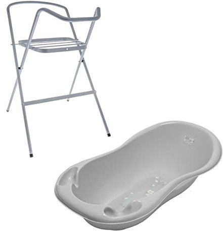 Mon Mobilier Design Baignoire bébé thermomètre Gris Owls 86 cm + Pied