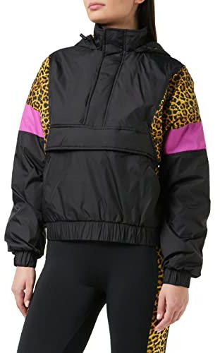 Urban Classics Damen Ladies AOP Mixed Pull Over Jacket Jacke, Mehrfarbig (Black/Leo 01945), (Herstellergröße: XX-Large)