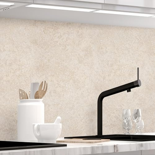 StickerProfis - Pannello Paraschizzi Cucina Adesivo da Parete, Opaco, 1.8 mm, Tutte Le superfici - TRAVERTINO in Pietra ARENARIA - (SANDSTEIN TRAVERTIN) Premium 60 x 80cm