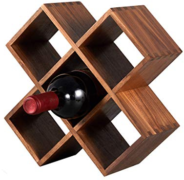 LTLWSH Estante para Botellas de Vino – Botelleros de Madera para Vino u Otras Bebidas – Vinoteca de Madera para 5 Botellas, Organizador rústico para decoración de mostrador