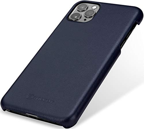 STILGUT Hülle kompatibel mit iPhone 11 Pro Max Case aus Leder, Premium Lederhülle, dünn - Blau