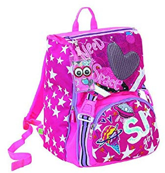 Seven Zaino Estensibile Scuola Big - Ledtech Girl - Sj Gang - Bambina - Scuole Elementari E Medie, Zaino Unisex - Bambini e ragazzi, Rosa (Fuxia), Taglia unica