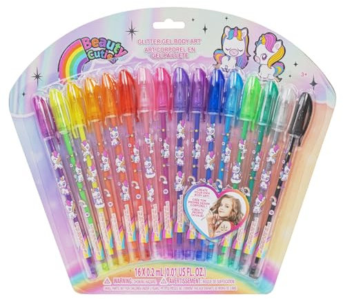 16-teiliges set mit Glitzerstiften zum Bemalen des Körpers in glitzernden und leuchtenden Farben von Townley Girl, für Kinder ab 3 Jahren (Einhorn)