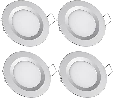 acegoo 12V Einbaustrahler LED Flach 4 Stück Einbauspots Warmweiß 3W Spots Dimmbar Downlights Einbauleuchte für Wohnmobil Wohnwagen Camper Boot Möbel Yacht 3200K Silber
