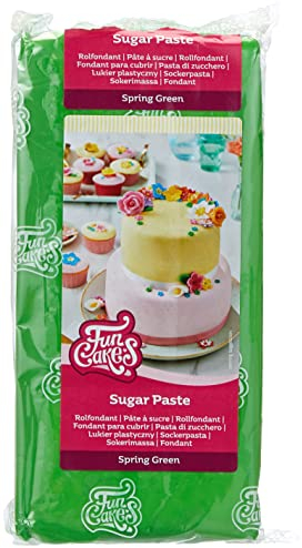 FunCakes Rollfondant Spring Green: Einfach zu verwenden, glatt, flexibel, weich und biegsam, perfekt zum Dekorieren von Kuchen, halal, koscher und glutenfrei. 1 kg