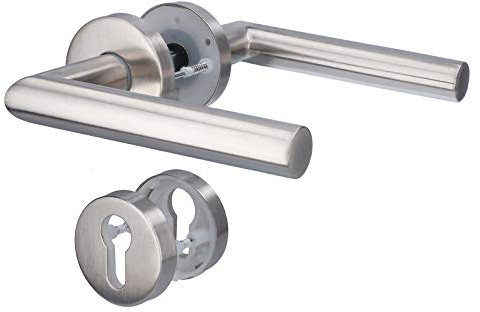 Alpertec Poignée de porte en acier inoxydable « Moscou » pour porte d'entrée PZ/d'appartement | Poignée de porte | AZ-L17