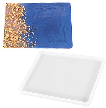 Moules rectangulaires en résine époxy, moule en silicone pour loisirs créatifs, bijoux, décoration d'intérieur, bonne idée pour créer des plateaux et des sous-verres (12,8 x 8,7 x 1 cm)