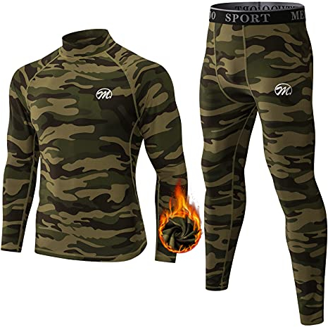 MeetHoo Thermounterwäsche Herren, Funktionsunterwäsche Set Funktionswäsche Thermo Skiunterwäsche Thermowäsche Base Layer Unterhemd Unterhose für Laufen