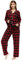 MoFiz Pyjama Femme Coton Ensemble de Pyjama Carreaux Vêtements de Nuit Boutonné à Manches Longues Pantalon avec Poches XXL