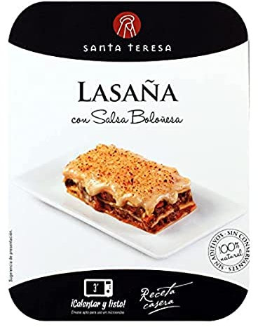 Santa Teresa - Platos Preparados Sin Conservantes ni Aditivos. ¡Calentar y Listo! (Lasaña con Salsa Boloñesa 225 g)