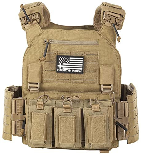 Crusader 2.0 Tactical Airsoft Vest with Side Cummerbund pouches and mag pouches (Coyote Brown) One Size